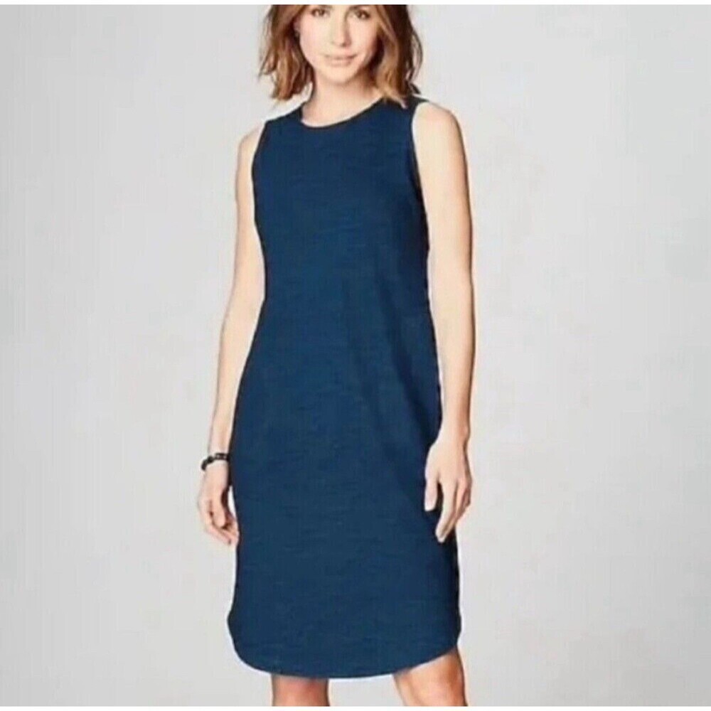 J. Jill Pure Jill Indigo Tank Dress Chambray Blue XL/P Classic Preppy Comfort